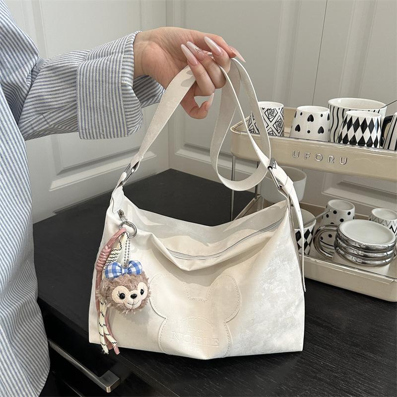 Spring Zipper Sewing Line Classic Fashion Large Capacity Nylon Cloth Shoulder Messenger Bag