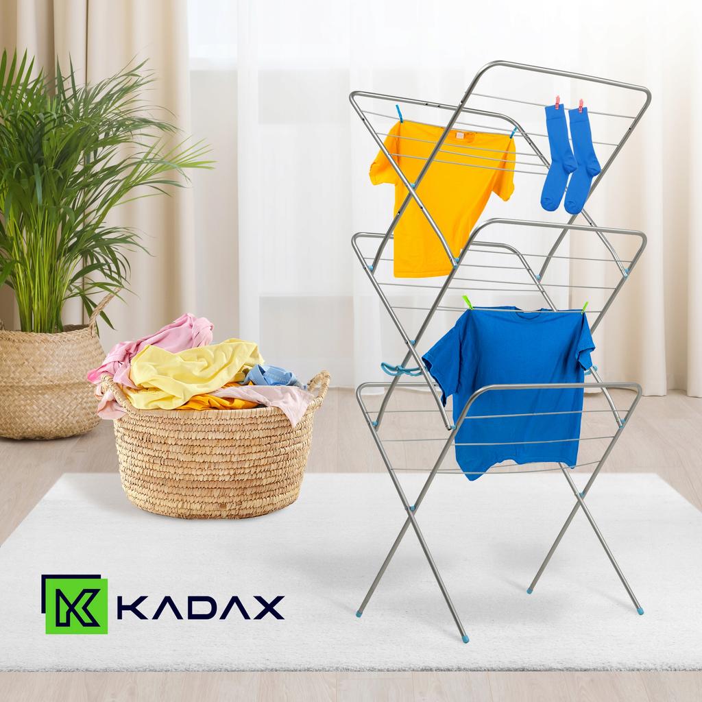 KADAX Wäscheständer Balkon Vertikal 20m Für Kleidung Für Unterwäsche 3 Ebenen