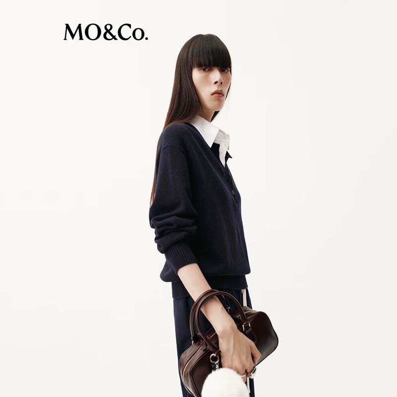 MO&Co. Women's Faux Two-Piece Wool-Cashmere Knit Sweater