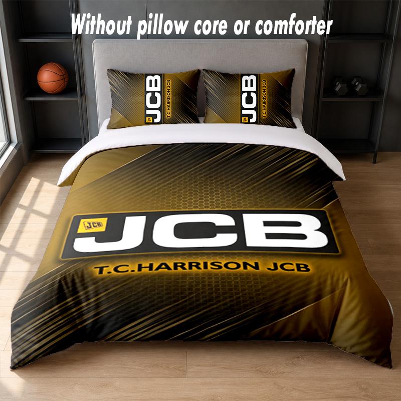 JCB Design Bed Bedding Set 1 Duvet Cover + 2 Pillowcases Soft Breathable Household Bed Linens