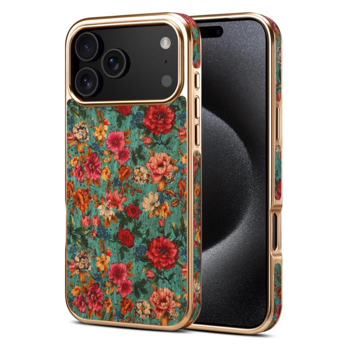 Denior Korkhülle für iPhone 17ProMax, Galvanisierte Schutzhülle mit Blumensprache für iPhone 17Air