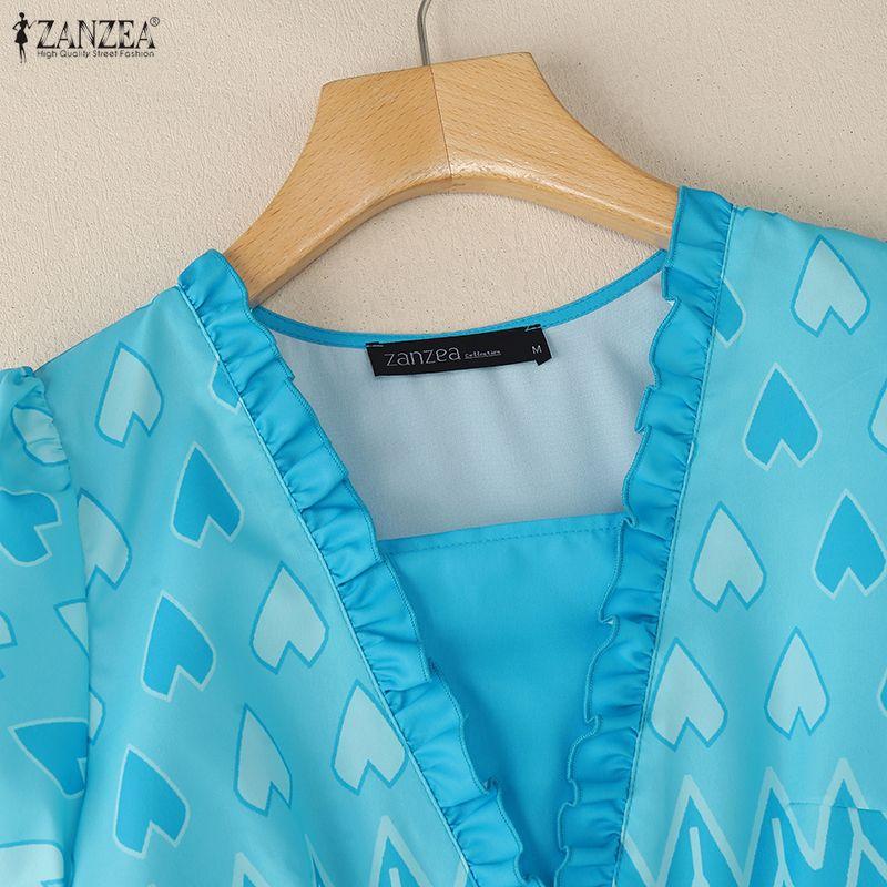 ZANZEA Women Summer Square Collar Casual Short Sleeve Dress