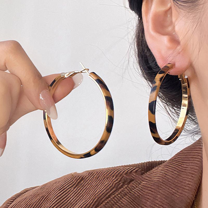 

Серьги-гвоздики из смолы и искусственной кожи Серебряная игла с леопардовым принтом, геометрическим узором и цветком – Высококлассная осенне-зимняя мода для женщин