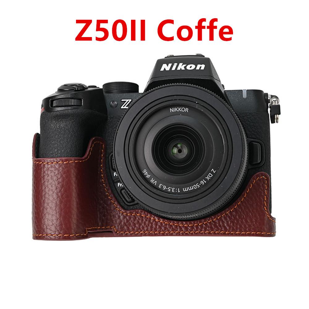 Echte Leder Halbe Kameratasche für Nikon Z6III Z6II Z7II Z5 Z50II ZF Zf Akkufach Kamera Körperabdeckung
