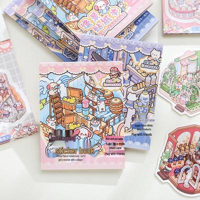 Jilü Zoo Adventure Sticker Book: Meow Meow Series for DIY Scenic Scenes