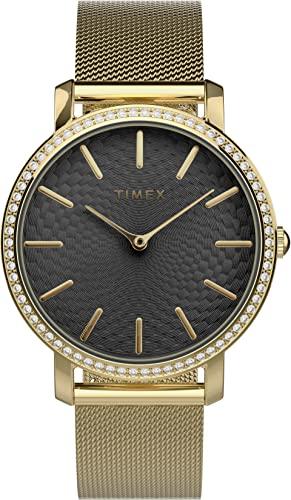 

Timex Women s Transcend Celestial 34mm Watch, Gold/Black, 34mm Transcend Crystal 3 Hand Mesh Band Watch