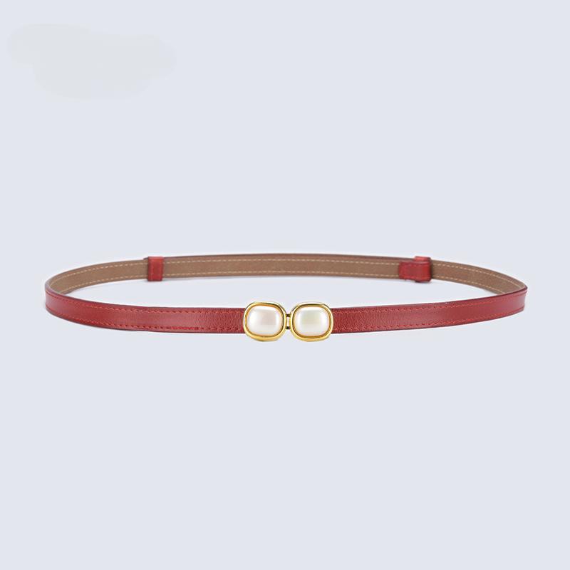 Adjustable Thin Belts with Pearl Accessories for Womens Skinny Belts for Dresses Womens Belts for Jeans