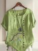 Women's Fashion Feather Pattern Print Shot Sleeve T-shirt Loose Cotton Shirt Casual Loose Summer Plus Size Blouse Tops