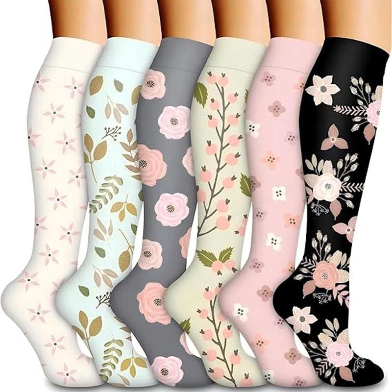 6-Pack Compression Socks Running Fitness Socks Long Tube Muscle Protector Women Men