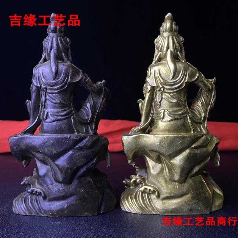 Antique Alloy Buddha Statue Collection Free Guanyin Home Desktop Decorative Crafts Decoration Sitting Style Avalokitesvara