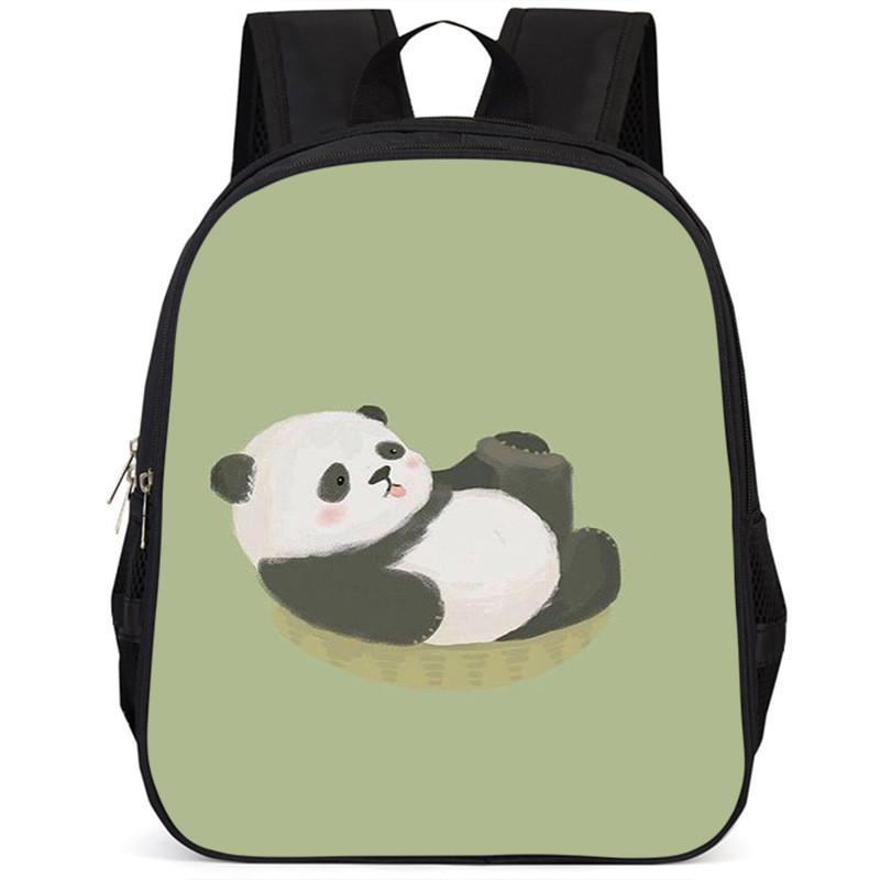 Spacious 15 Inch Panda Backpack For Elementary Kids Lightweight Oxford Cloth
