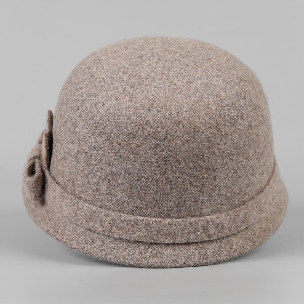 Autumn and Winter Bow Wool Warm Equestrian Hat Women's Bowler Top Top Hat British Temperament Felt Mother Hat
