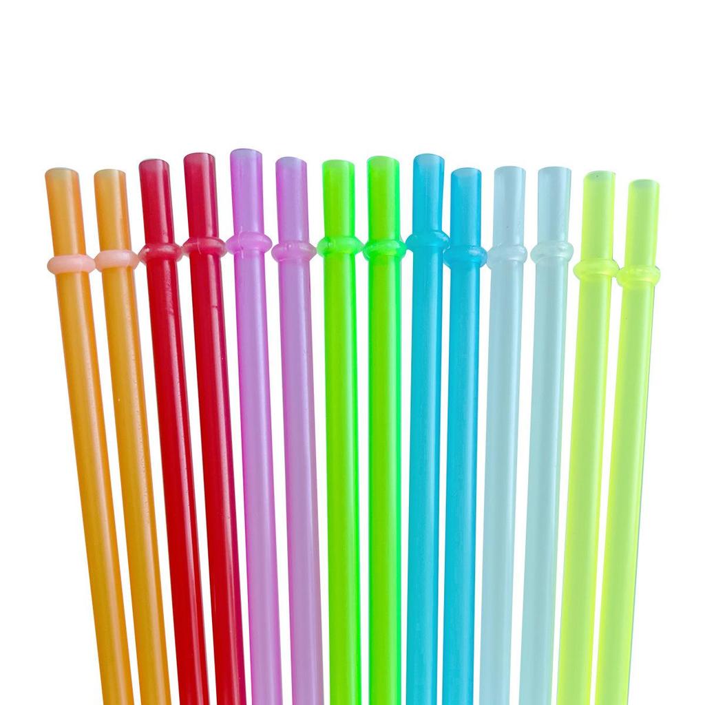 23cm Gold Glitter Reusable Plastic Straw with Ring