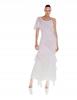 Karen Millen White Midi Dress with Ruffles and Asymmetrical Sleeve 38 B1C