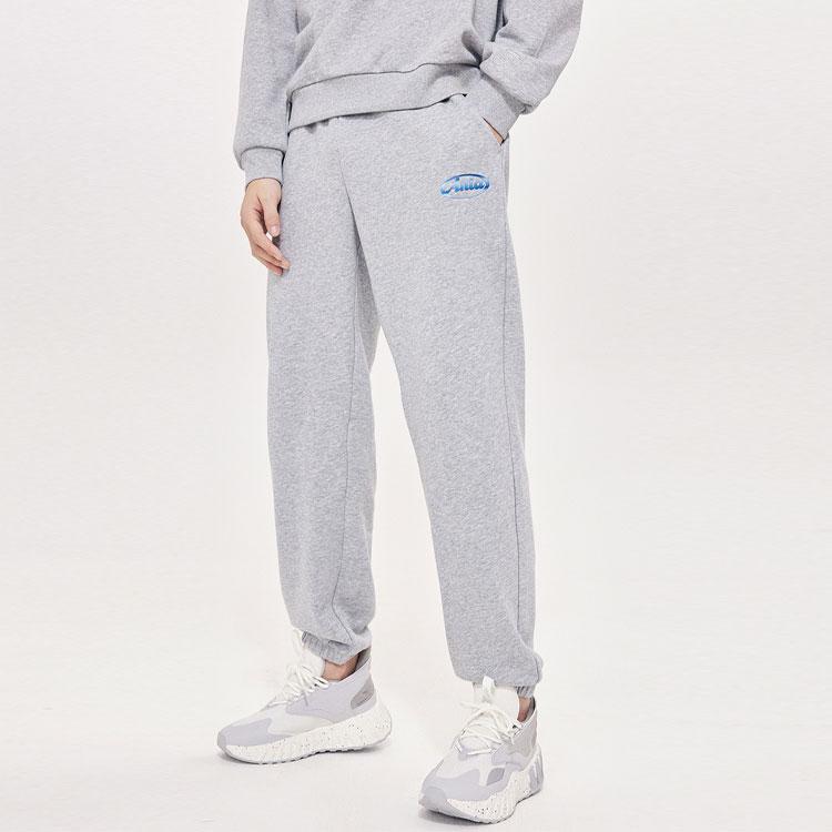 Anta Lifestyle Series Letter Logo Printed Knit Sports Pants Unisex Bottoms Gray 952218382-5