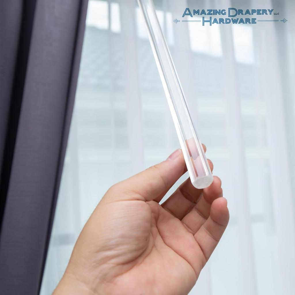 Amazing Drapery Hardware Clear Acrylic Drapery Wand, 12-Inches, 2 Pack - Invisible & Sturdy Curtain Pull Rod - UV-Resistant - Ideal for High Hanging