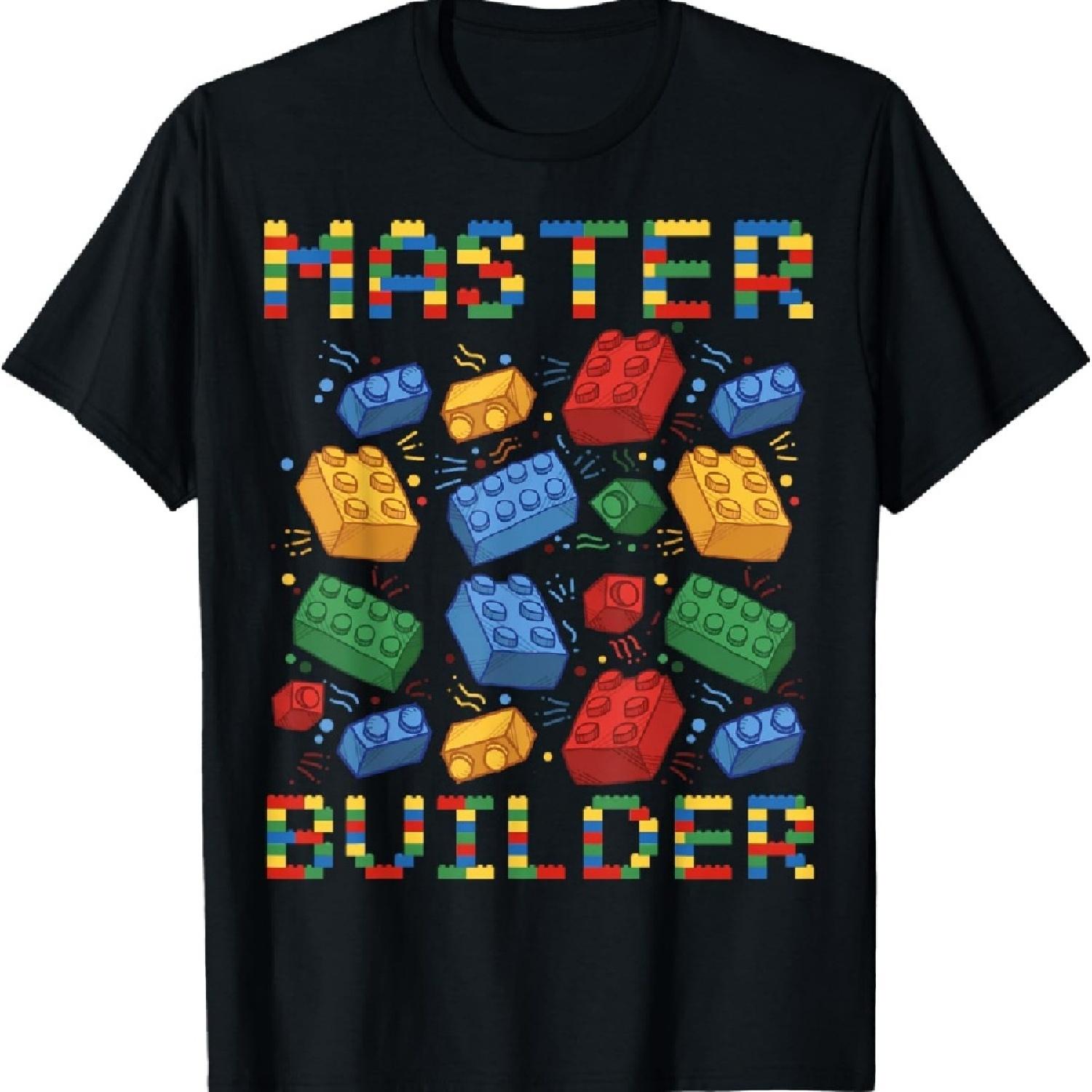 Мастер-строитель Забавные строительные блоки Подарки для мальчиков Детей Мужчин Футболка XXXXXL