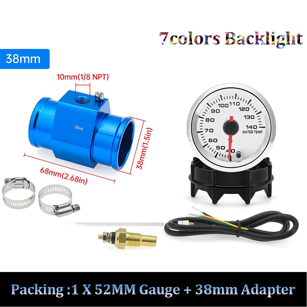 40-120℃ 52MM Wassertemperaturanzeige 12V Universeller Digitaler Auto-Wassertemperaturanzeiger mit Wassertemperatur-Adapter 26-30mm