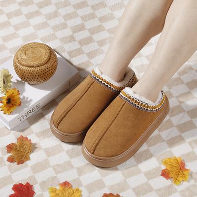 Neue bequeme Hausfarbige Gurtband warme Winter Baumwollpantoffeln Paar Männer und Frauen dicksohlige weichsohlige Schuhe verdickt rutschfest