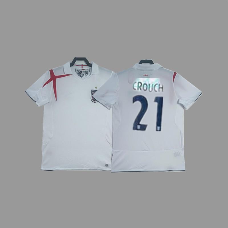 England Retro Football Jersey Gerrard Lampard Campbell Rooney Beckham Soccer Shirt