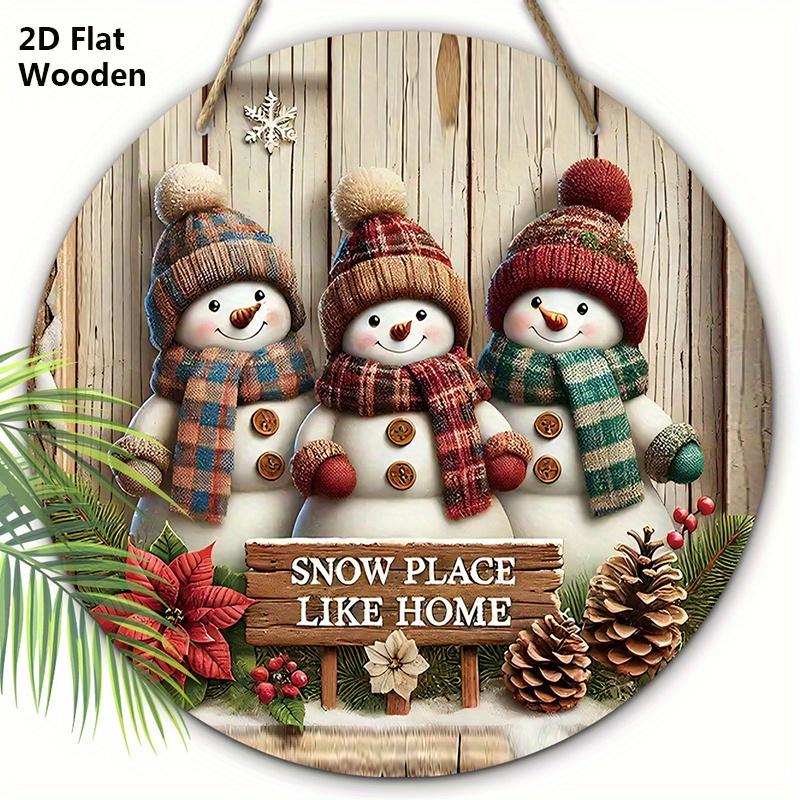 

Теплая Зимняя Рождественская Деревянная Табличка с Милым Узором Снеговика - Знак Navidad для Входной Двери, Настенный Декор - Идеальное Рождественское Украшение 20cm/7.87in бежевый
