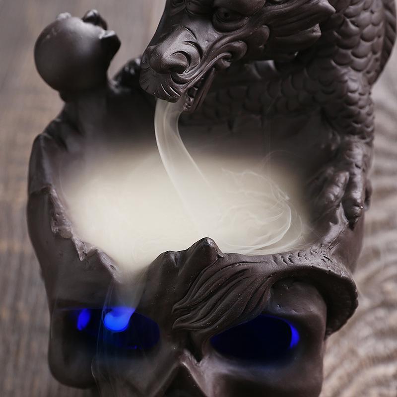 Zisha Skull Halloween Backflow Incense Burner - European Style Home Gift Ornament