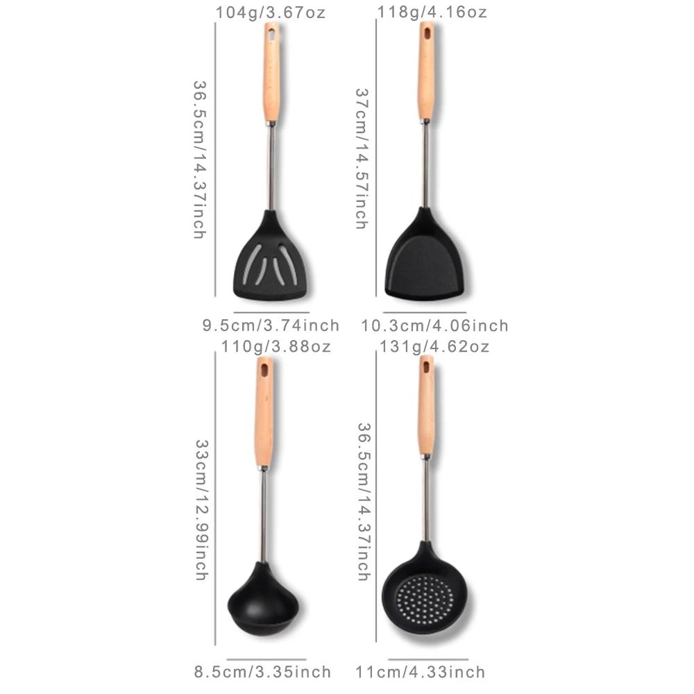 4Pcs High Quality Silicone Kitchenware Cooking Utensils Heat-resistant Spatula Turner Colander Shovel Kitchen Accessories