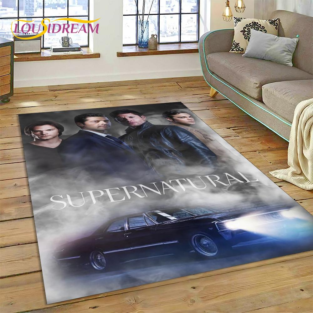 Alfombra Alfombrilla 3D SPN Más Reciente Sobrenatural Dean Sam para Sala de Estar Dormitorio Decoración del Hogar, Alfombrilla Antideslizante Decoración para Sofá Felpudo