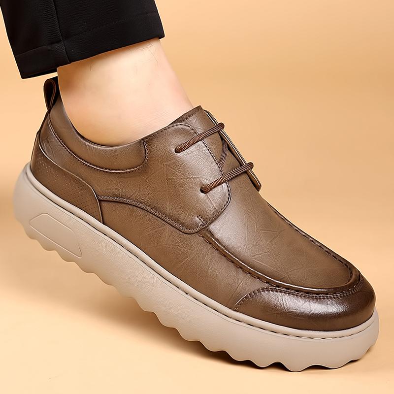 Mote Herre Loafers Sko Klassiske Herre Sneakers Plattform Snøring Fritidssko for Menn Lær Sneakers Nye Komfortable Flate Sko Høst