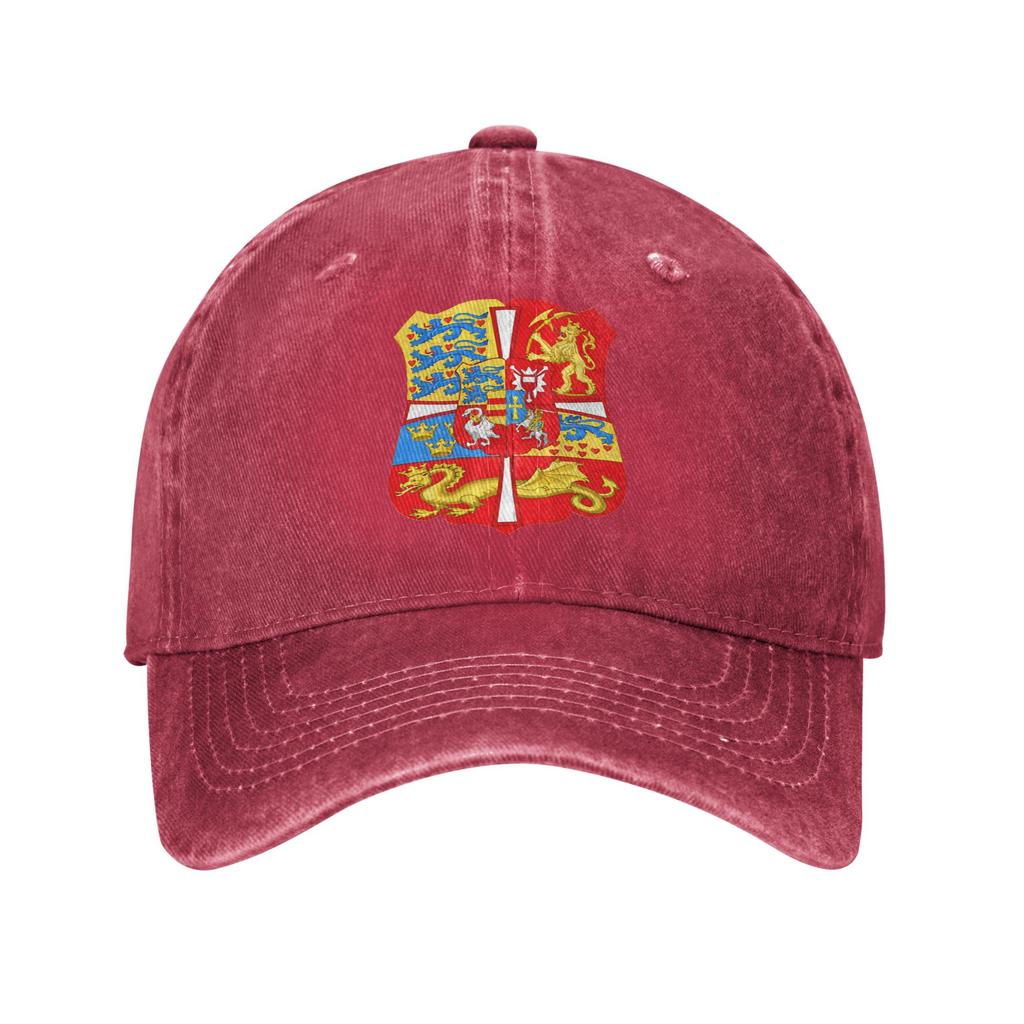 Washed Baseball Cap Coat of Arms of Denmark Spring Trucker Hat For FeUnisex Unisex Y2k Cool Hiking Fishing Sun Baseball Caps