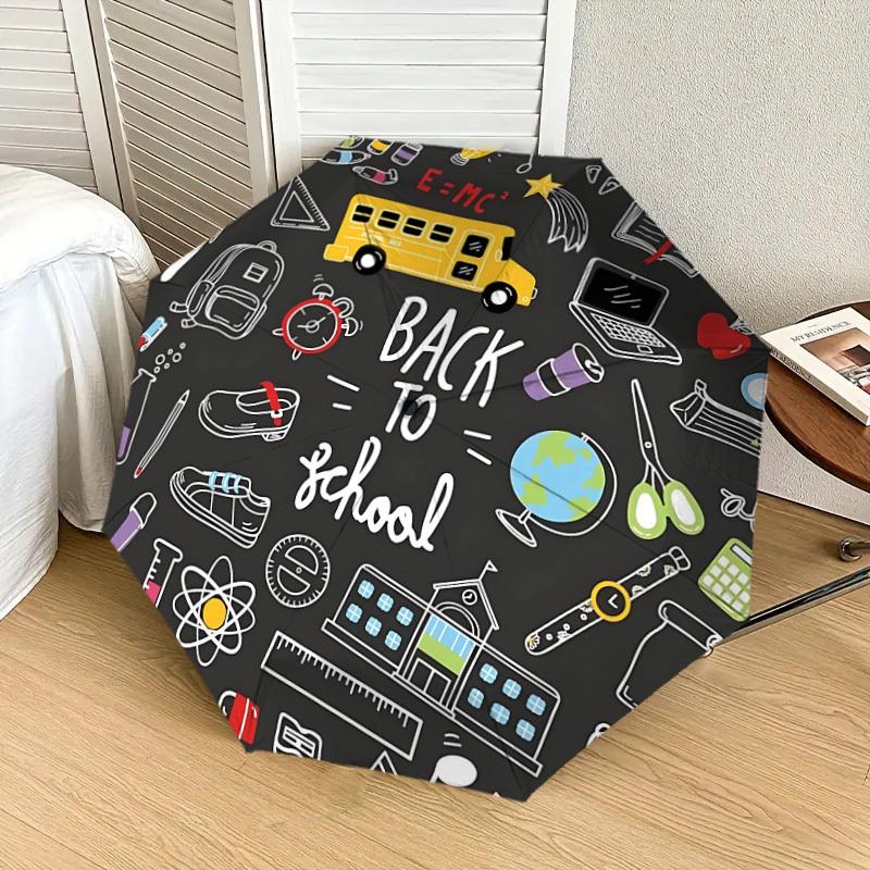 1pc Back to School Pattern Umbrella  Automatic Opening and Closing Umbrella, High quality Umbrella, Ideal Gift for Her 259