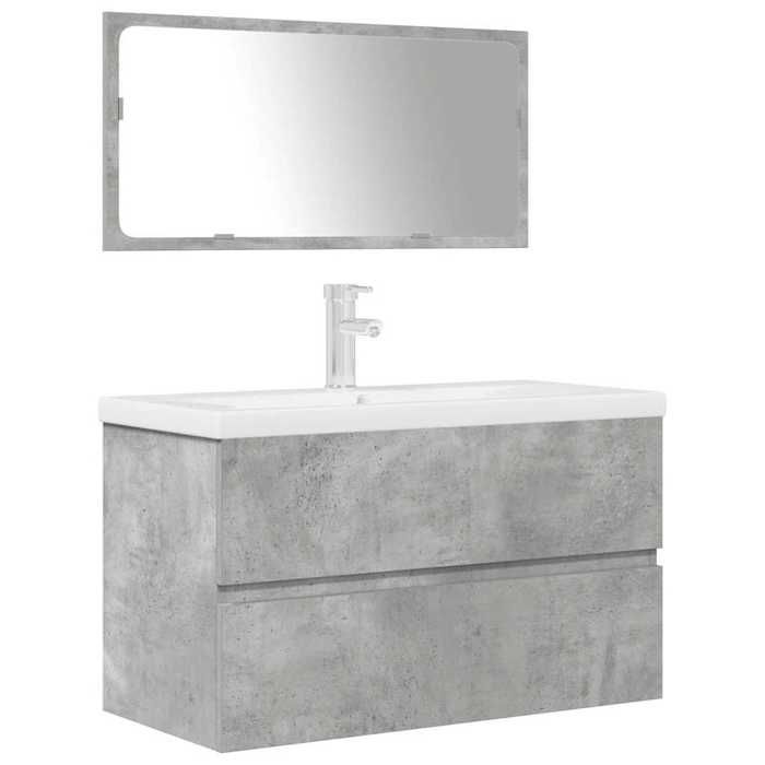 VidaXL Ensemble de meubles de salle de bain 3 pcs gris béton, armoire de salle de bain, armoire de rangement de toilette, 3324918