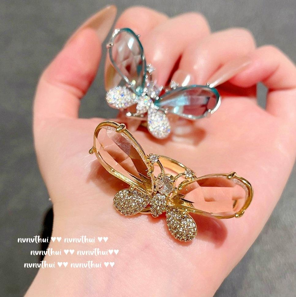 Vine Mermaid Tears Flower Gem Earrings, Rich Family Thousand Gold, 18K Gold Plated, Bow Grape Zircon Earrings