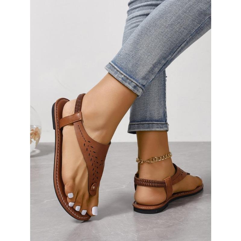 Damen Neue Sommer Übergröße Zehensteg Römersandalen Weiche Sohle Vielseitige Flache Pantoletten