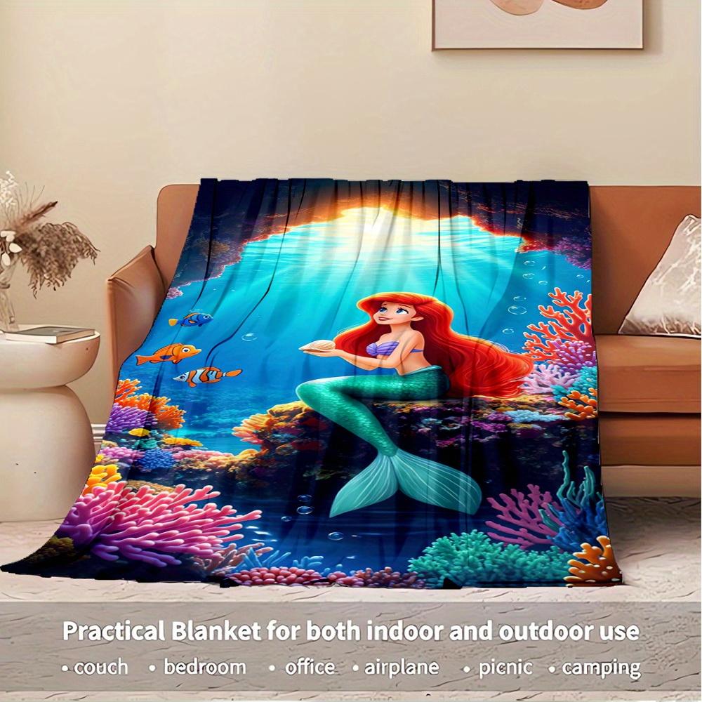 1pc Flannel Undersea World Mermaid Coral Pattern Bed Cover Rug Sofa Blanket Gift Home Decor Room Decoration Birthday Gift Christmas Gift