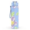 1PC Soft Pastel Purple Floral Leaf Print 750ml Color Plastic Sports Water Bottle Leakproof Flip Straw Lid Suitable for Sports Office Home Use
