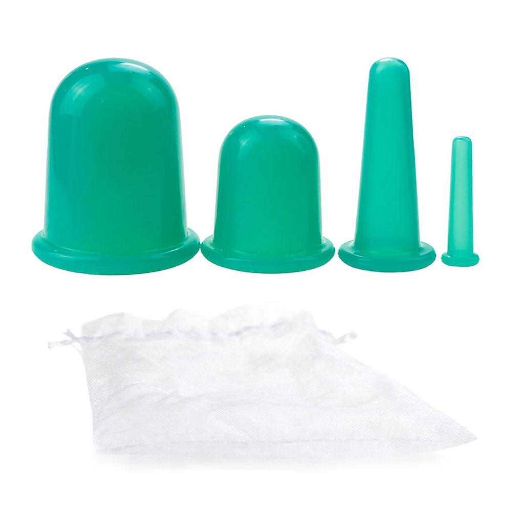 4-teiliges Silikon-Vakuum-Schröpfset, Schröpfgläser, Dosen, Saugnapftherapie, Rücken- und Körperentgiftungsmassage, Anti-Cellulite