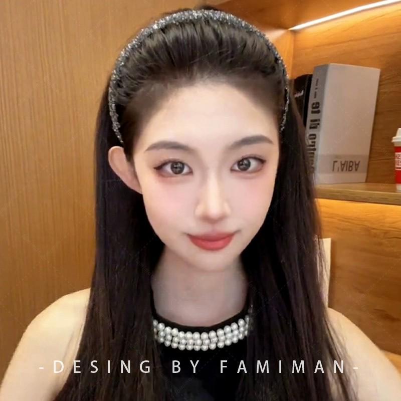 Super Shiny Rhinestone Non-Slip Hairband for Women - High-End Hair Finishing Headband & Clip for Summer