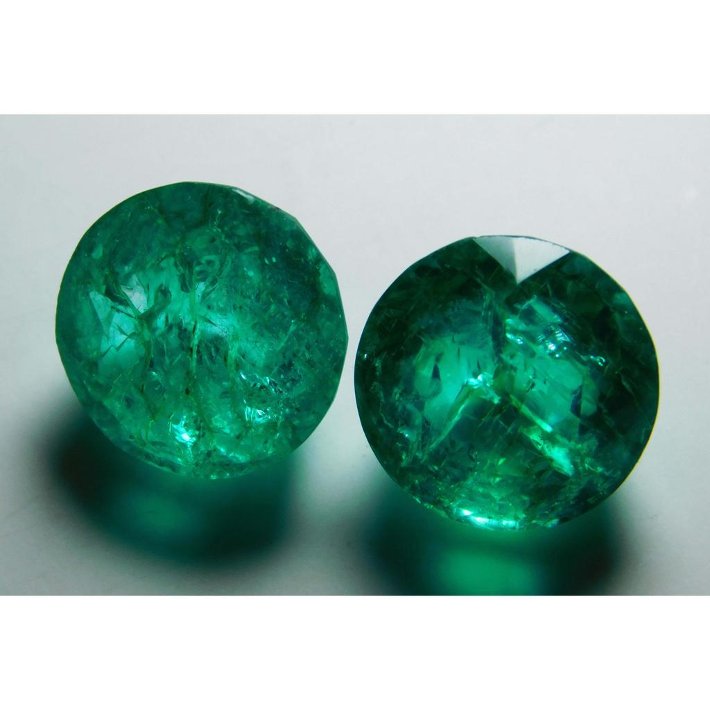 Natural Green Emerald Loose Gemstone 17.85 ct Pair Round Cut Pair for Jewelry Making and Crafts