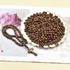 100PCS Dark Brown Wooden Beads Undyed Natural Stripe Round Wood Loose Craft Beads for Bracelets and Jewelry Making