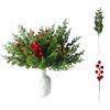 Artificial Branches, Red Berries, Green Plants, Christmas Needles, Home Dining Table Floral Arrangement, Ornamental Christmas Decoration.