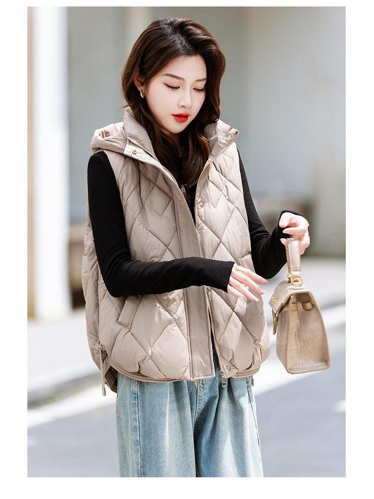 Gilet Matelassé à Capuche pour Femme Automne/Hiver 2024, Court Gilet Matelassé