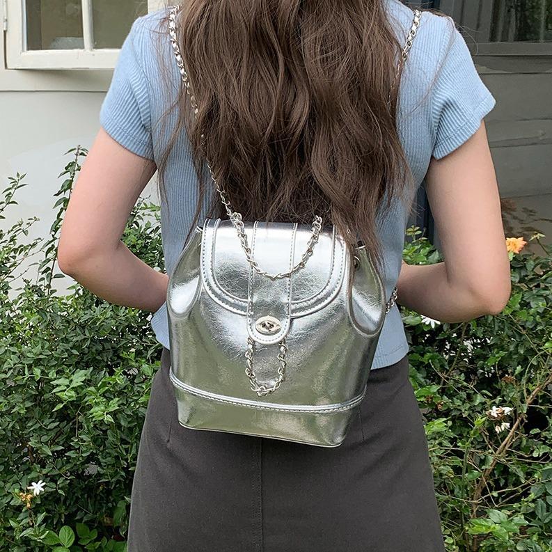 Koreanische Nische Frühling Neue Kleine Duft Kette Silber Rucksack für Frauen Ins Blogger Tragen Kleine Rucksack Reise