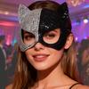 Meier Halloween kočičí obličej dámská maska, poloviční obličej liška kamínky show seniorský kostým tanec