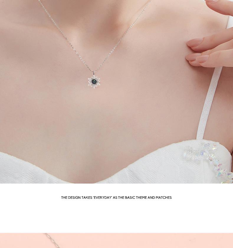 S925 Sterling Silver Blue Planet Sunflower Necklace - Women's Light Luxury Clavicle Chain
