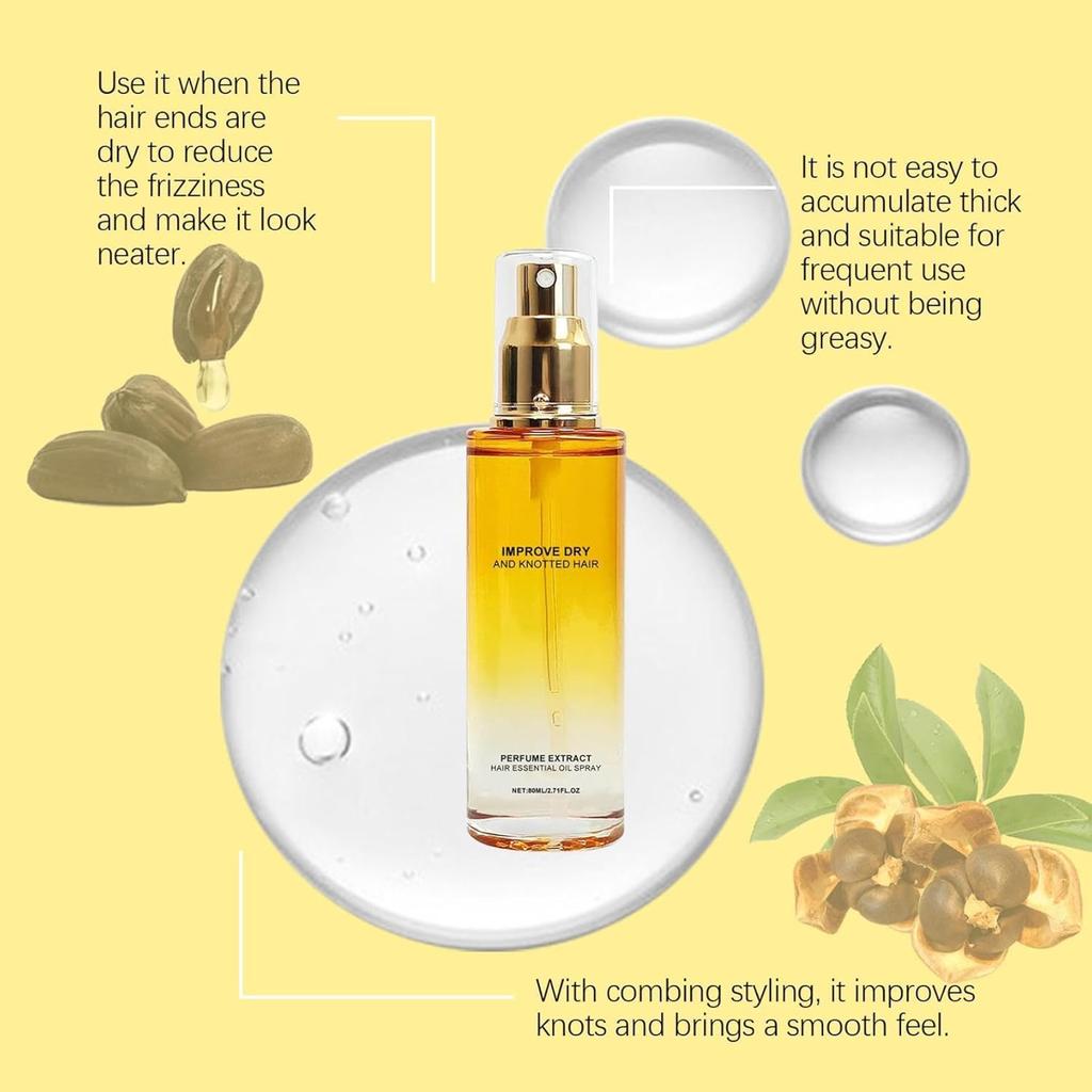 Conditioning Oil Spray, 80ml Conditioning Oil Spray Scalp, Scalp Hair Strengthener Leave-Ln Conditioner, Gently Nourishes Smooth Hair