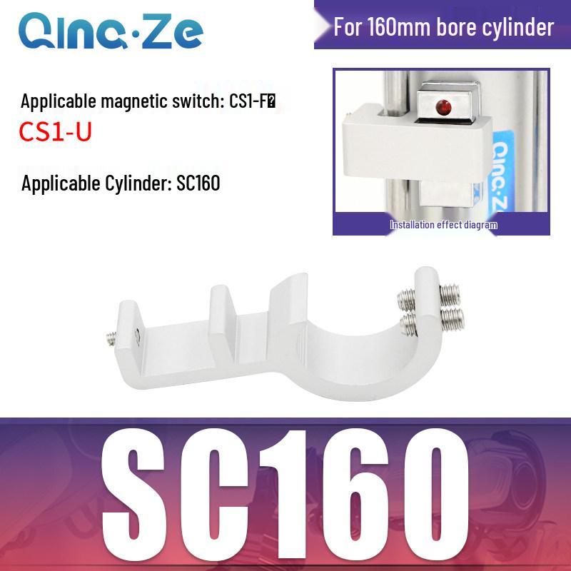 Zylinder SC CS1-F U mit Magnet schalterhalterung CMSG, Befestigungswinkel MBB und Zylinderzubehör D-A93 SU.