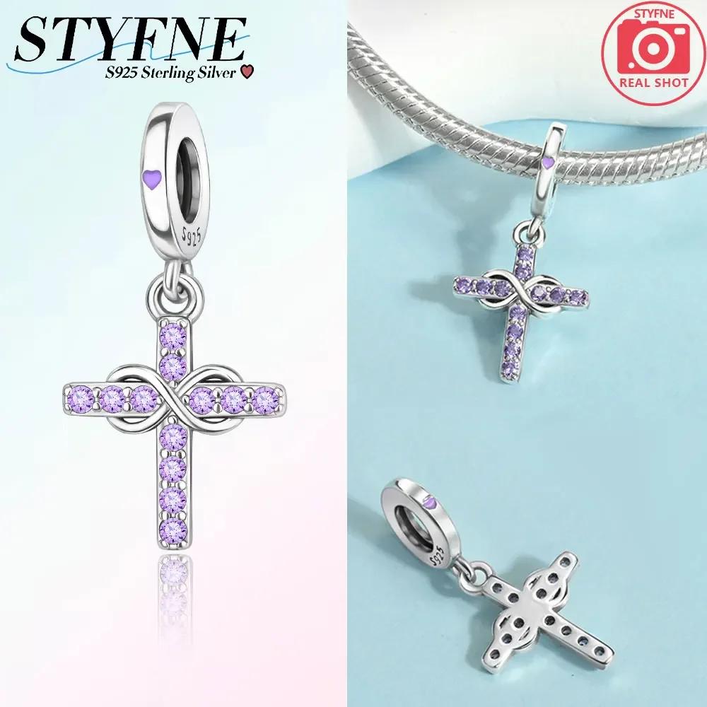 Pendants Woman Blue Copper Sunflower Purple Blue Cross Beads Charms Fit Original Pendant Bracelet Women Jewelry