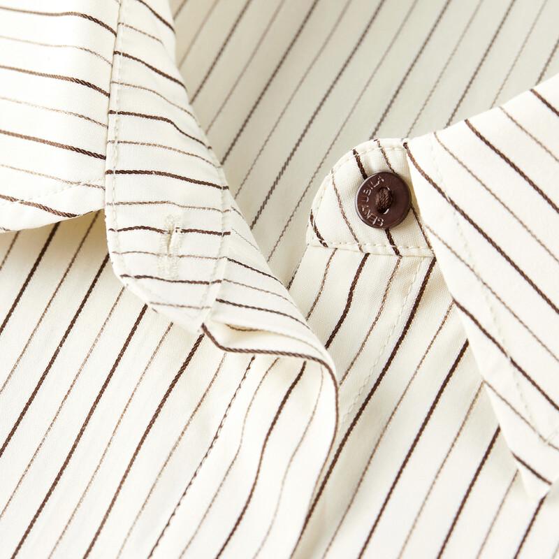 Women's Korean Style Striped Cotton Blend Lapel Shirt