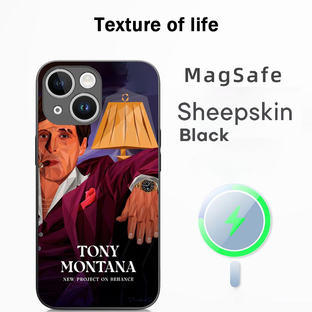 Tonny montana scarface Classic poster Phone Case For iPhone 17 16 15 14 13 12 Plus Pro Max  High-end Luxury Magsafe Sheepskin